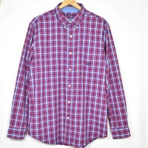 Chaps Plaid Button Down Red Blue Men's Large